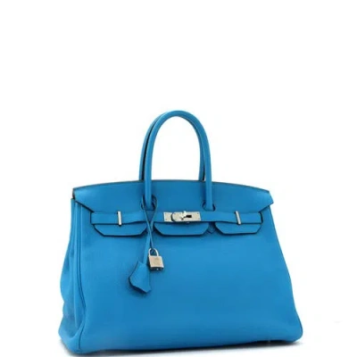 Pre-owned Hermes  Hermes Birkin Handbag Blue Togo With Palladium Hardware 35 In Blue