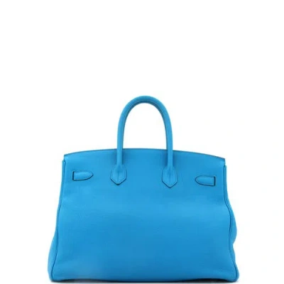 Pre-owned Hermes  Hermes Birkin Handbag Blue Togo With Palladium Hardware 35 In Blue