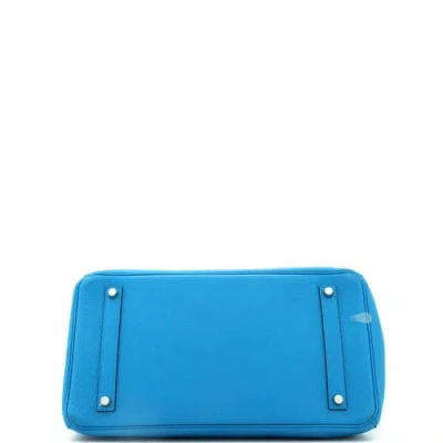Pre-owned Hermes  Hermes Birkin Handbag Blue Togo With Palladium Hardware 35 In Blue