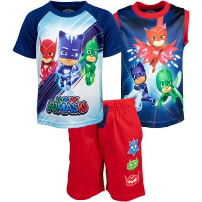 Pj Masks 3pc Tank Top, Tee & Shorts Set In Multi