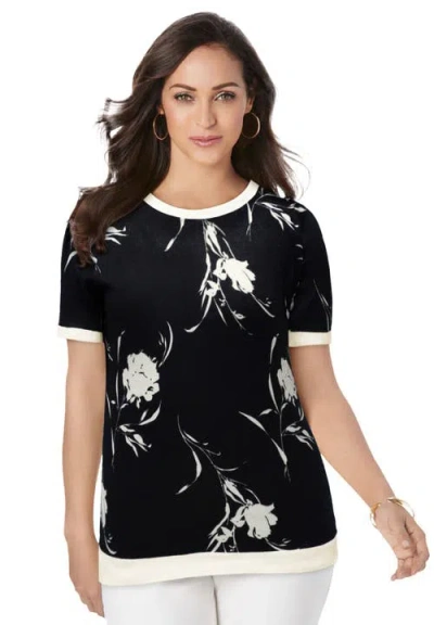 Jessica London Fine Gauge Crewneck Shell In Animal Print