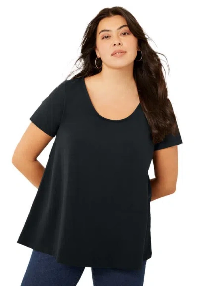 June + Vie Short-sleeve Swing One + Only Tunic In Black