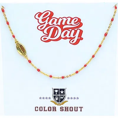 Color Shout Game Day Side Set Football Necklace With Enamel Beads In Gold