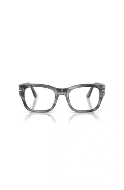 Persol 52mm Rectangle Optical Glasses In Gray