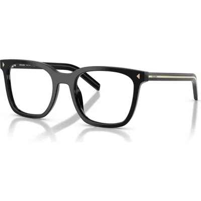 Prada 53mm Rectangle Optical Glasses In Black