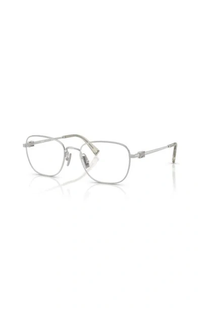 Miu Miu 51mm Square Optical Glasses In Metallic
