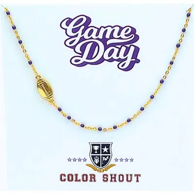 Color Shout Game Day Side Set Football Necklace With Enamel Beads In Gold