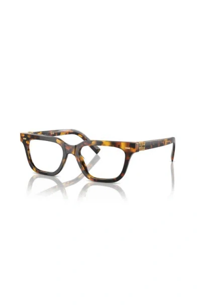 Miu Miu 53mm Rectangle Optical Glasses In Brown