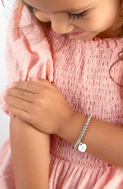 Tiny Blessings Children's Sterling Silver 4mm Beads & Engraved Initial Girls' 6.25 Bracelet