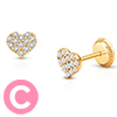 Tiny Blessings 14k Gold Dearest Heart Studs Screw Back Earrings In Gold