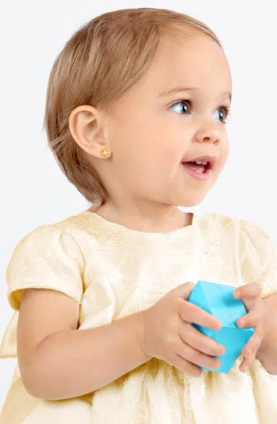 Tiny Blessings 14k Gold Ruffled Petals With Pearl Studs Screw Back Earrings In Gold