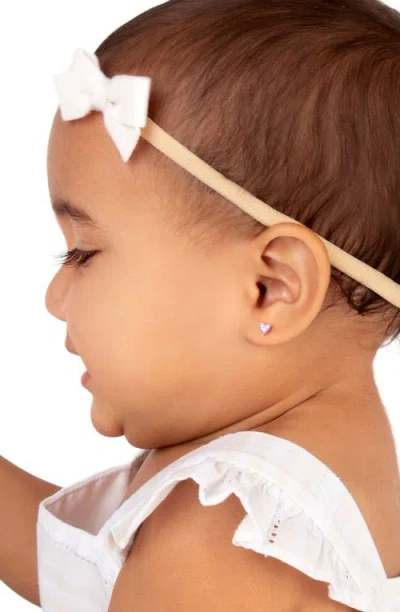 Tiny Blessings 14k Gold 4mm Pink Heart Studs Screw Back Earrings In Metallic