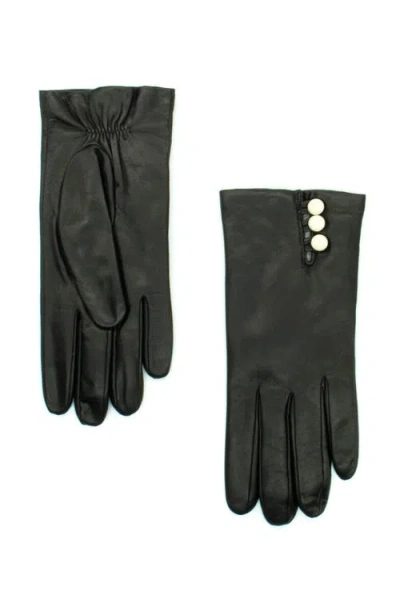 Portolano Leather Gloves With Buttons In Black