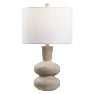 Jonathan Y Matheo 24" Modern Minimalist Sculptural Oak-grain Resin Led Table Lamp In Brown