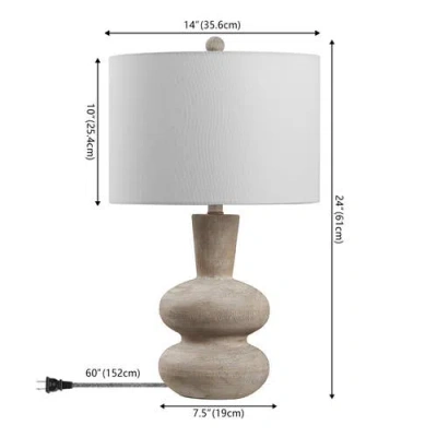 Jonathan Y Matheo 24" Modern Minimalist Sculptural Oak-grain Resin Led Table Lamp In Brown