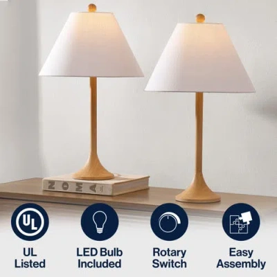 Jonathan Y Albie 25" Modern Coastal Iron Column Led Table Lamp In Brown