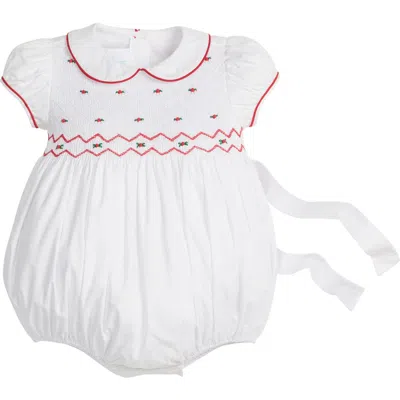 Little English Holly Smocked Claiborne Bubble In White