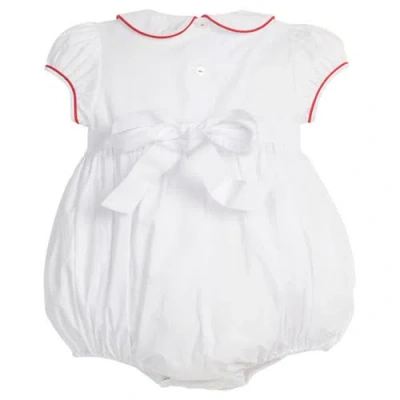 Little English Holly Smocked Claiborne Bubble In White