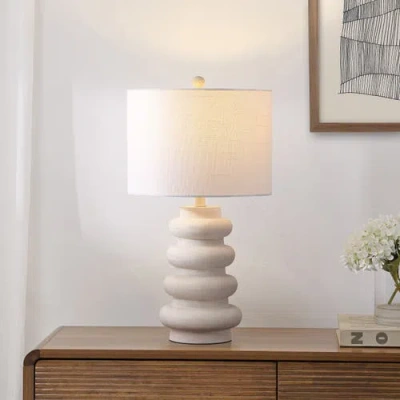 Jonathan Y Juniper 26" Modern Minimalist Resin Stacked Ovoid Led Lamp In Gray