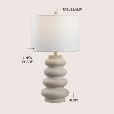 Jonathan Y Juniper 26" Modern Minimalist Resin Stacked Ovoid Led Lamp In Gray