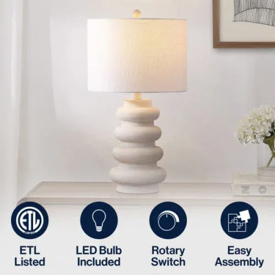 Jonathan Y Juniper 26" Modern Minimalist Resin Stacked Ovoid Led Lamp In Gray