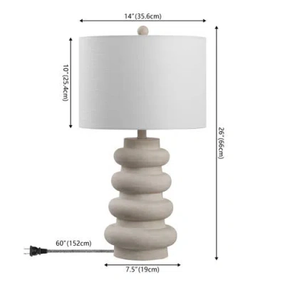 Jonathan Y Juniper 26" Modern Minimalist Resin Stacked Ovoid Led Lamp In Gray