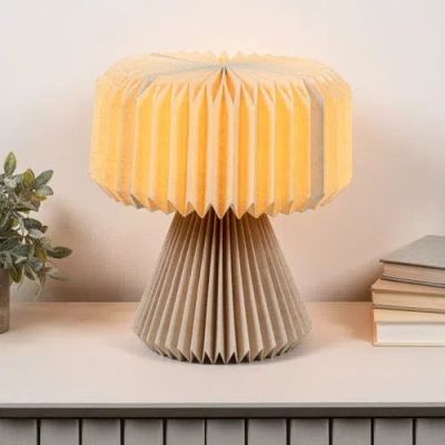 Jonathan Y Zelda 12.8" Modern Art Deco Paper Pleated Shade Accent Led Table Lamp In Brown