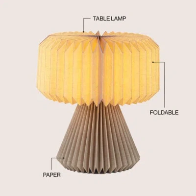 Jonathan Y Zelda 12.8" Modern Art Deco Paper Pleated Shade Accent Led Table Lamp In Brown