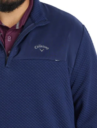 Callaway Big & Tall Mixed Media 1/4 Zip Performance Pullover In Blue