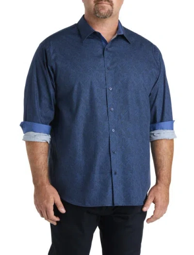 Synrgy By Dxl Big & Tall Tonal Paisley Sport Shirt In Blue