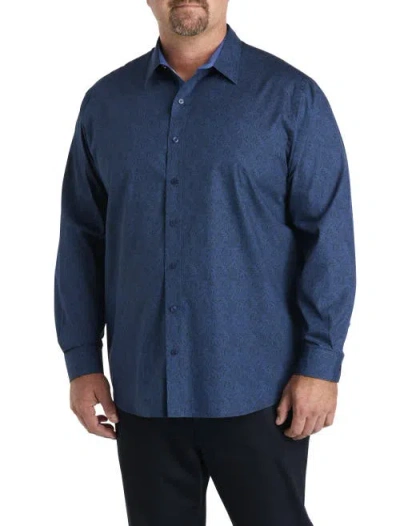 Synrgy By Dxl Big & Tall Tonal Paisley Sport Shirt In Blue