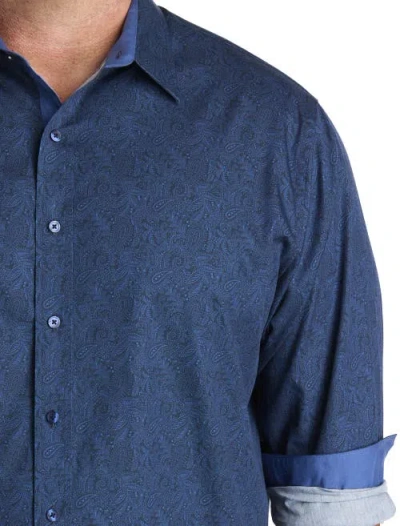Synrgy By Dxl Big & Tall Tonal Paisley Sport Shirt In Blue