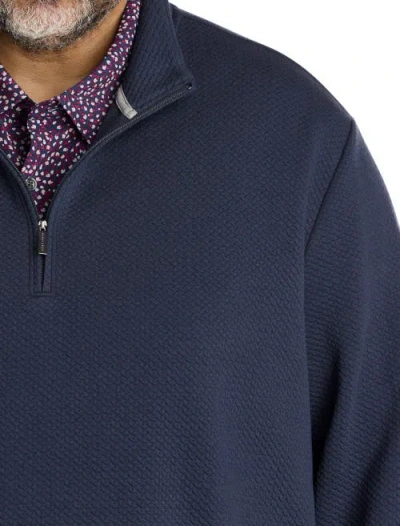 Perry Ellis Big & Tall Textured 1/4-zip Pullover In Blue