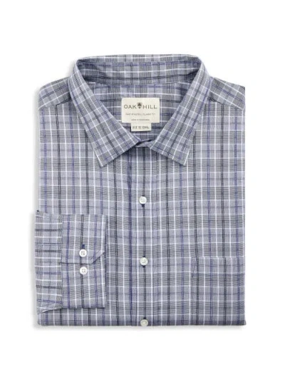 Oak Hill By Dxl Big & Tall Medium Plaid Performance Dress Shirt In Blue