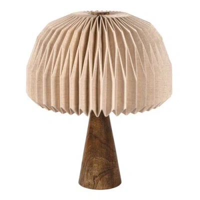 Jonathan Y Sylvie 16" Modern Minimalist Paper Pleated Shade Mushroom Accent Led Table Lamp In Brown