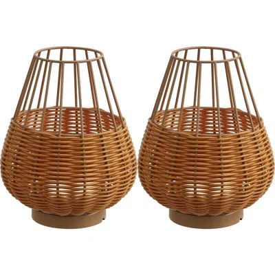 Jonathan Y 10" Indoor/outdoor Rechargeable/cordless Dimmable Led Table Lamp In Brown