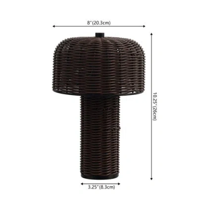 Jonathan Y 10" Indoor/outdoor Wicker Rechargeable/cordless Dimmable Led Table Lamp In Brown