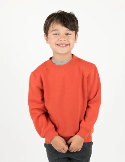 Leveret Kids Pullover Sweatshirt, Long Sleeve, Solid Colors In Orange