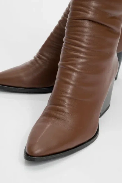 Prologue Shoes Laval Back-zip Block Heel Boot In Brown