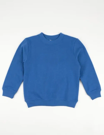 Leveret Kids Pullover Sweatshirt, Long Sleeve, Solid Colors In Blue