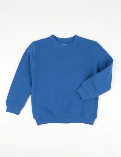 Leveret Kids Pullover Sweatshirt, Long Sleeve, Solid Colors In Blue