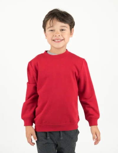 Leveret Kids Pullover Sweatshirt, Long Sleeve, Solid Colors In Red