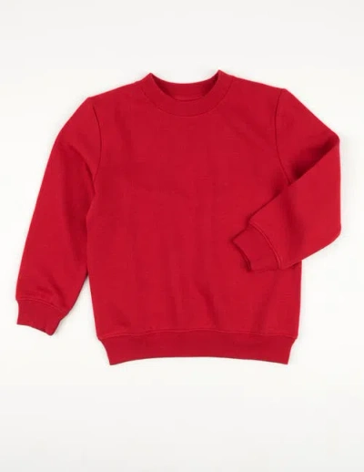 Leveret Kids Pullover Sweatshirt, Long Sleeve, Solid Colors In Red