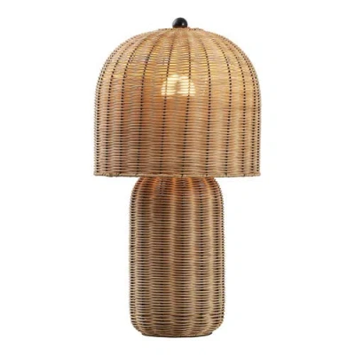 Jonathan Y Minna 22.5" Modern Coastal Woven Rattan Arched Led Table Lamp In Neutral
