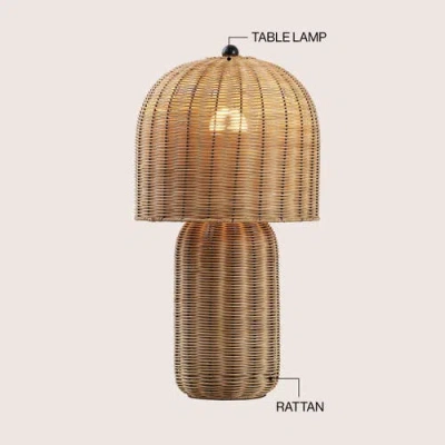 Jonathan Y Minna 22.5" Modern Coastal Woven Rattan Arched Led Table Lamp In Neutral