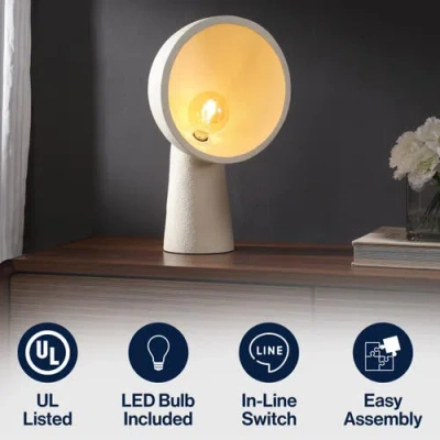 Jonathan Y Claude 17.5" Contemporary Minimalist Resin Half-globe Column Led Table Lamp In White