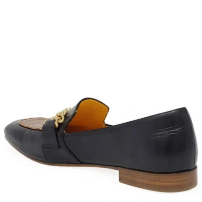 Madison Maison Leather Flat Loafer With Chain In Black