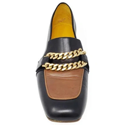 Madison Maison Leather Flat Loafer With Chain In Black