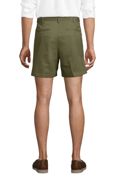 Lands' End Comfort Waist Pleated 6" No Iron Chino Shorts In Green
