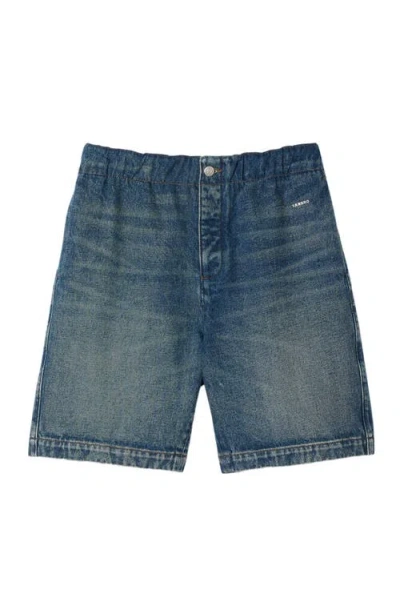 Sandro Elasticated Denim Shorts In Blue